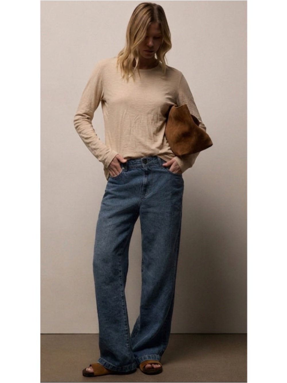 James Perse Sheer Slub Long Sleeve Crew Long Sleeve Size 2